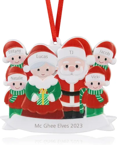 Vista 22 de JewelOra Adornos de Navidad, personalizados de 2 a 6 miembros de la familia, adorno personalizado para árbol de Navidad, decoraciones de vacaciones