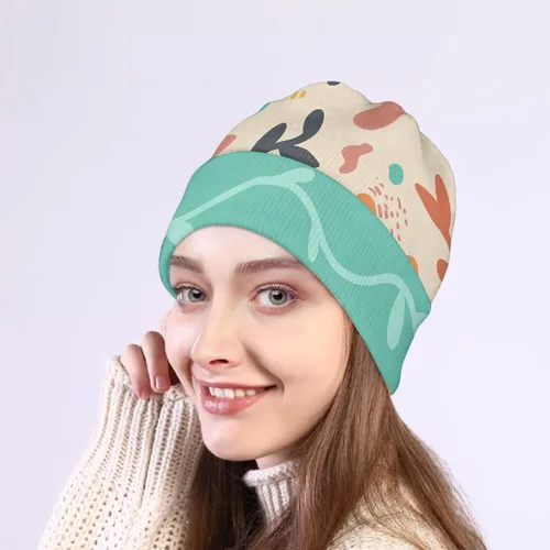 Vista 5 de AmzPrint Lindos gorros Kawaii de oso marrón para mujeres y hombres adultos con puños, gorro de punto térmico para invierno, gorro Skully Toque