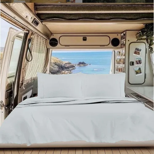 Vista 55 de NON Sticky cotton Juego de sábanas cortas de algodón egipcio de alta calidad para caravana, 4 piezas, bolsillo profundo de 12 pulgadas, suave, fácil