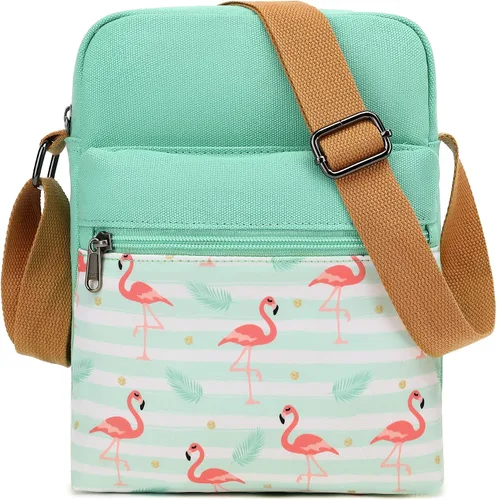 Vista 11 de Leaper - Juego de estuche y cartera bandolera de lona para niñas y mujeres A-verde azulado-r