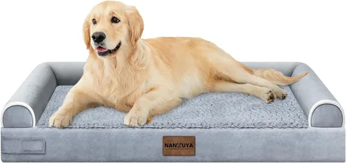 Vista 83 de NANUYA - Cama ortopédica para perros de tamaño mediano/grande, lavable: Camas con almohada para perros de tamaño mediano/grande, sofá de espuma