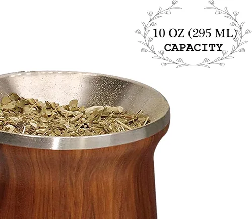 Vista 3 de LA FEE Yerba Mate - Juego de tazas de huevo y calabaza natural, color marrón (taza tradicional original, 12 onzas), incluye popote de yerba mate