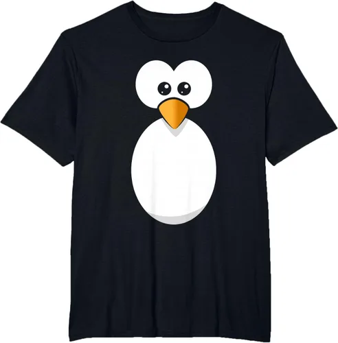 Vista 70 de Camiseta divertida con diseño de cara de pingüino o disfraz fácil, color negro, talla S