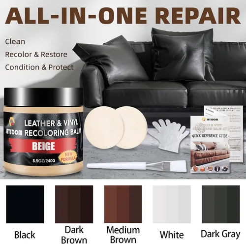 Vista 7 de Bálsamo recolorante de cuero – Kit de tinte, reparación y restaurador todo en uno para sofás, asientos de automóvil, bolsos, zapatos, removedor