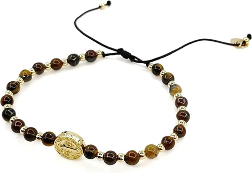 Vista 40 de St Benedict Coin and Natural Round Red Coral Beads Adjustable Bracelet for Women