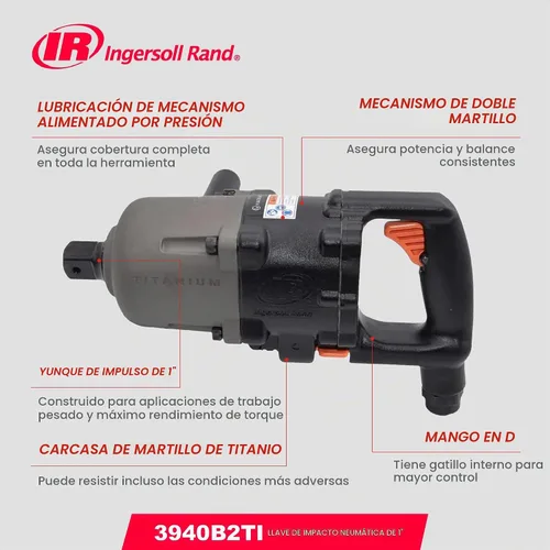 Vista 6 de Ingersoll Rand Ingersoll-Rand, 3940B2TI, Llave de impacto neumática, 1 In