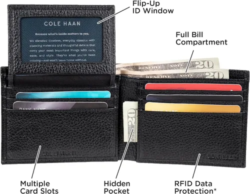 Vista 3 de Cartera de cuero RFID para hombre de Cole Haan, plegable diaria