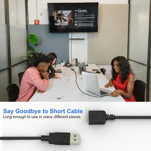 Vista 6 de SSSGRGB - Cable de extensión USB 3.0 de 5 pies, cable de extensión USB macho a hembra, transferencia de datos de 5 Gbps y carga para teclado, mouse