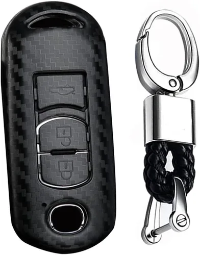 Vista 8 de Funda para llave Mazda CX3 CX5 CX7 Llavero Llavero Shell Holder Fibra Carbono ABS Accesorios 2/3 Botones