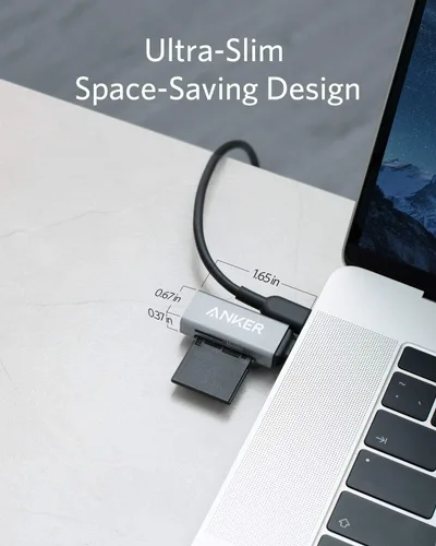 Vista 4 de Anker Lector de tarjetas SD, lector de tarjetas de memoria USB C 2 en 1 para cámara digital, visor de tarjetas SD con doble ranura para SDXC, SDHC