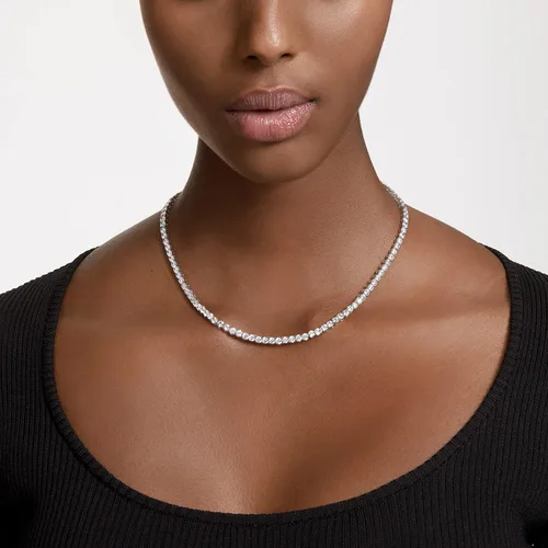 Vista 5 de Swarovski Matrix Tennis Necklace with Bright Blue Crystals on a Rhodium Finished Setting