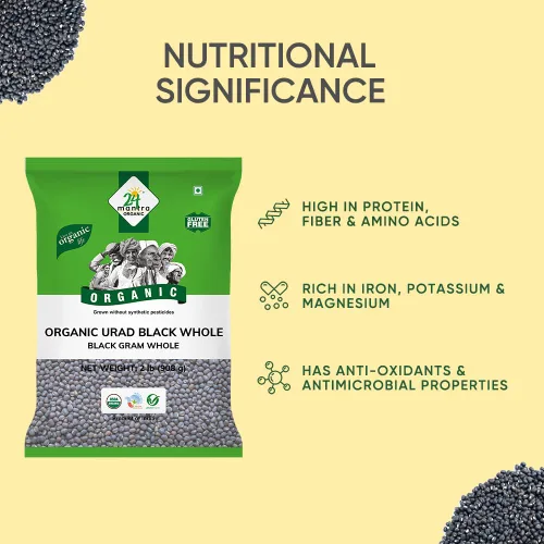 Vista 3 de 24 Mantra Organic Urad Dal Black Whole 4 lb – Gramo negro entero Urad Dal Alto en proteína a base de plantas y fibra dietética Para dals diarios