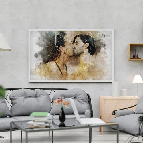 Vista 6 de Retrato personalizado de pareja LGBT de foto de acuarela arte sobre lienzo, regalo de compromiso, regalo memorable para marido o novio, arte