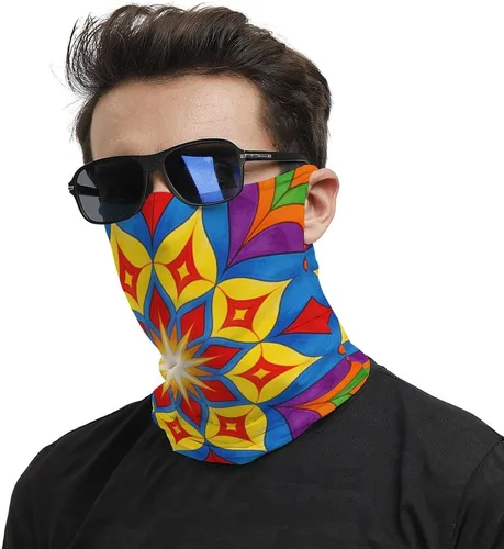 Vista 2 de Colorful Mandala Face Scarf Cover Ear Loop Hole,Outdoors Face Mask for Women Men Sports Yoga Running Hiking Ski Snowboard,Cooling Neck Shield Scarf
