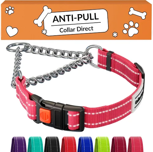 Vista 9 de CollarDirect Martingale - Collar para perro con cadena de acero inoxidable y hebilla de liberación rápida, collar reflectante para perros grandes