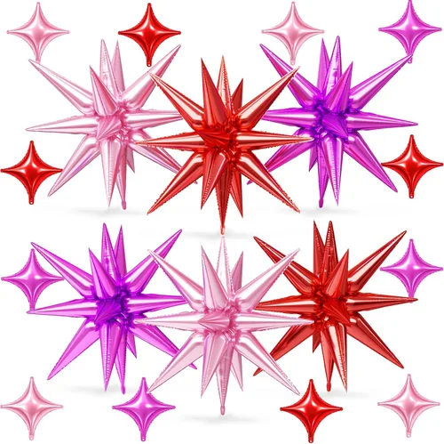 Vista 27 de Globos de estrella rosa, 18 piezas de papel de aluminio para niñas