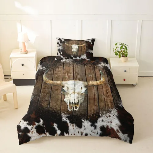Vista 22 de Funda de edredón de oso de caza, tamaño individual, juego de ropa de cama rústica de animales del bosque para niños y niñas, funda de edredón a Oso