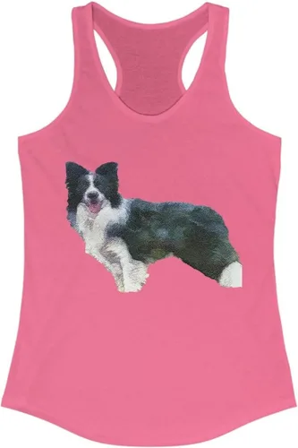 Vista 7 de Border Collie 'Andrew' Women's Racerback Tank LSolid Kelly Green