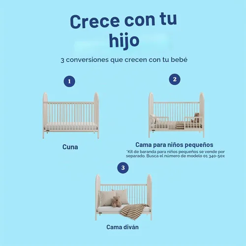 Vista 5 de Graco Cuna convertible Olivia (avena helada) – Certificado GREENGUARD Gold, 100% madera maciza, se adapta a colchón de cuna estándar, cuna de bebé