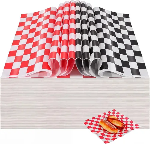 Vista 15 de Colarr 1000 hojas de papel encerado a granel de 15 x 15 pulgadas, papel grande para envolver sándwiches a cuadros, para hamburguesas, pan, Negro