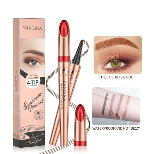 Vista 9 de Lápiz de cejas negro Liquid Microblading. Resistente al agua, de larga duración, natural, pluma de cejas con punta de horquilla de 4 puntos