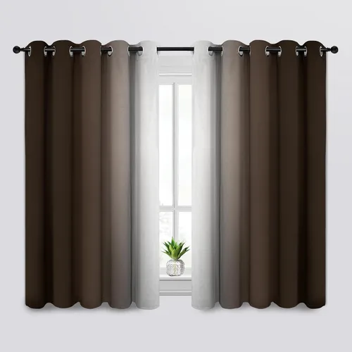 Vista 10 de SimpleHome Cortinas degradadas degradadas para oscurecer la habitación de 36 pulgadas de largo para dormitorio, con ojales y bloqueo de luz Negro