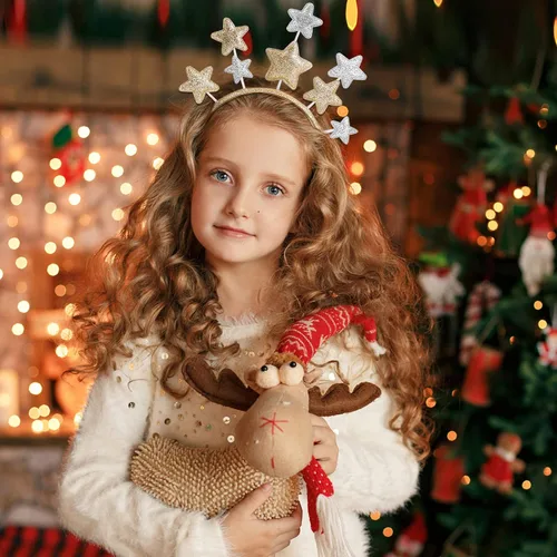 Vista 8 de Diadema con estrellas de aleación dorada para mujeres, niñas, niños, accesorio para el cabello de fiesta para princesa, festival de vacaciones