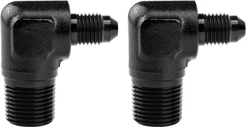 Vista 31 de EVIL ENERGY 3AN macho acampanado a 1/4" NPT tubo adaptador de ajuste de 90 grados aluminio negro 2 piezas