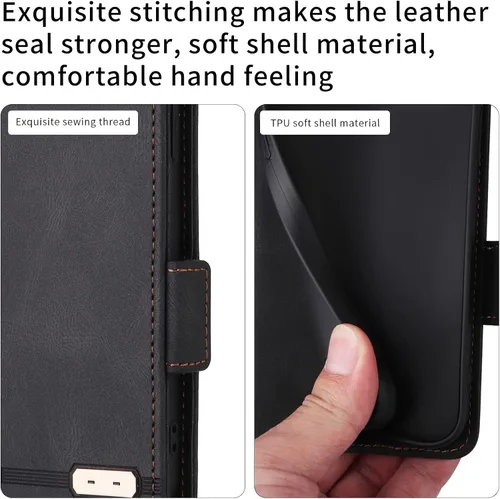 Vista 8 de Compatible con Honor X7, cubierta trasera magnética plegable de cuero con ranura para tarjeta para Honor X7