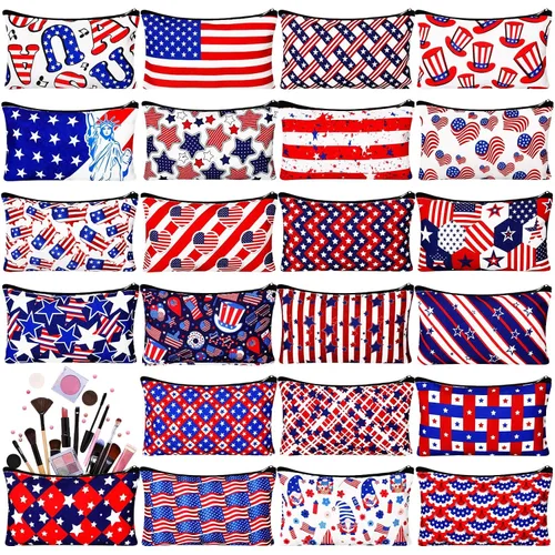Vista 13 de 24 piezas bolsas de maquillaje a granel, bolsas de cosméticos de lona, organizador de bolso, bolsa cosmética con cremallera, bolsa de tocador
