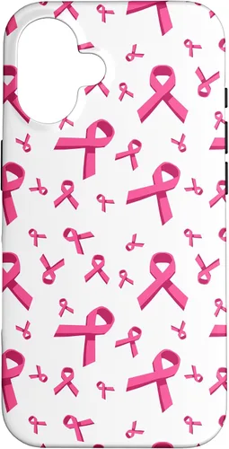 Vista 32 de Funda de soporte para iPhone 17 de mujeres de concientización sobre el cáncer de mama con patrón de cinta rosa