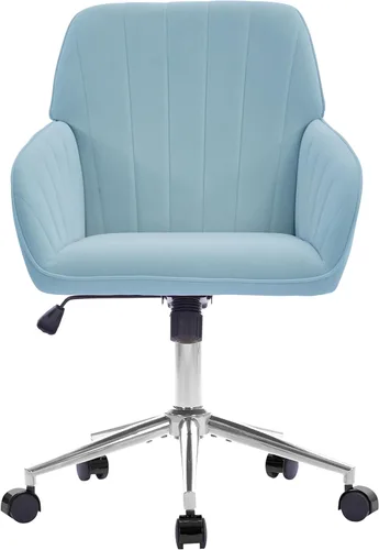 Vista 30 de YITAI Silla de escritorio giratoria de terciopelo de 360°, moderno sillón de oficina en casa con base dorada y ruedas para tocador, cómoda silla