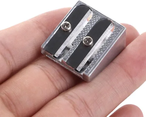 Vista 5 de 1/5 sacapuntas, sacapuntas de metal de mano con agujeros dobles, mini afilador de lápices para niños, lápices afiladores para escuelas, oficinas