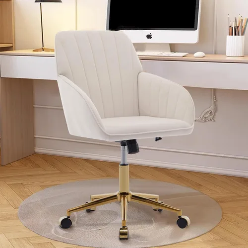 Vista 11 de Silla de escritorio de terciopelo para oficina en casa, moderna silla ajustable para computadora, silla giratoria, bonitas sillas de tocador