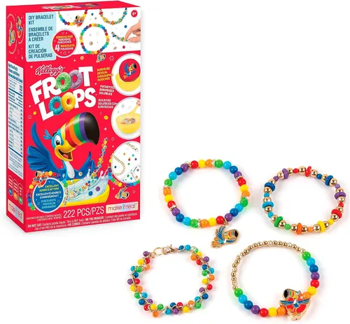 Vista 6 de Make It Real: Kellogg's Cerealsly Cute - Rice Krispies - Kit de pulsera de bricolaje, 178 piezas, dijes de Snap-Crackle-Pop, crea 4 pulseras