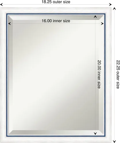Vista 4 de Amanti Art - Espejo de baño blanco para sobre lavabo, espejo de tocador rectangular Morgan blanco azul de 22x18, marco de madera moderno pequeño, se