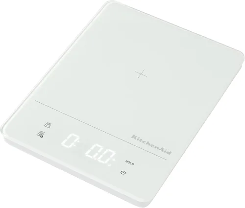 Vista 7 de KitchenAid KQ913 - Báscula digital impermeable (IPx7) para cocina y alimentos, lectura LED, capacidad máxima de 11 libras, color blanco