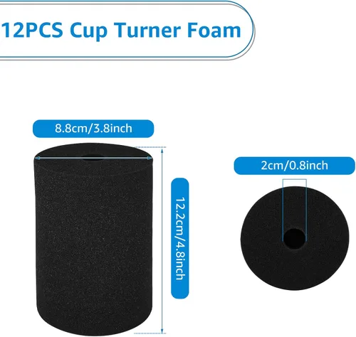 Vista 2 de LANIAKEA Espuma para voltear tazas, 12 piezas de insertos de espuma para manualidades de vasos de 10 a 40 onzas, insertos de girador de vaso negro