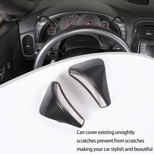 Vista 6 de Lcojicep Cubierta interior para interruptor de botón de auto en ambos lados compatible con Chevrolet Corvette C6 2005-2013, velocímetro lateral Negro