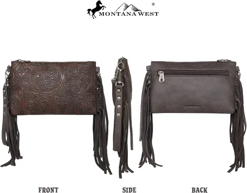 Vista 4 de Montana West Bolso cruzado estilo Western para mujer, bolso de mano de pulsera