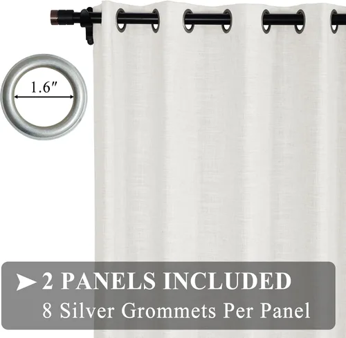 Vista 2 de Fcosie Cortinas opacas de lino para dormitorio, 2 paneles, cortinas de cortina con aislamiento térmico con ojales, cortinas de ventana con reducción