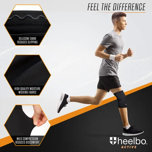 Vista 3 de Heelbo Manga de compresión de rodilla con fibras de cobre infundidas y tela transpirable para aliviar el dolor de rodilla, soporte de rodilla
