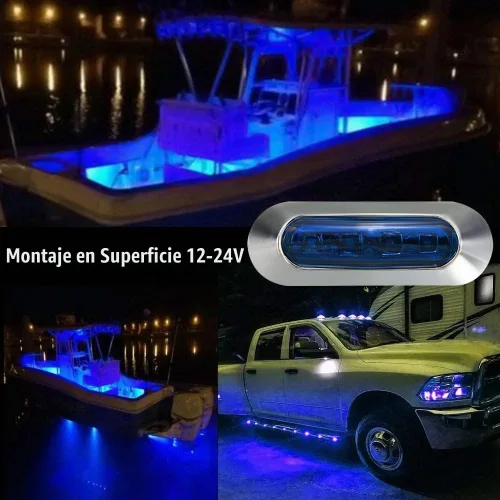 Vista 2 de 20 piezas de luces LED azules 12-24V para remolque, luces indicadoras laterales, luces de despeje delanteras y traseras con bisel cromado