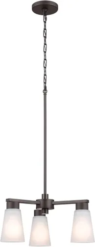 Vista 5 de Kichler Stamos - Candelabro de 3 luces, lámpara de techo moderna para sala de estar, comedor, dormitorio o vestíbulo, en bronce envejecido®