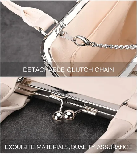 Vista 6 de GM LIKKIE Kiss Lock - Monederos y bolsos, bolsos de mano de piel sintética vintage para mujer, bolso de noche con asa superior