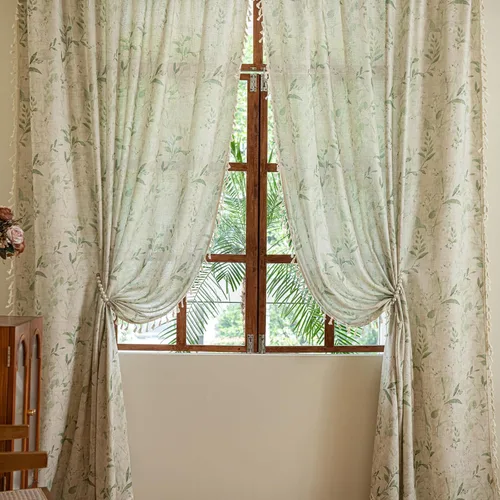 Vista 11 de Cortinas florales de granja semiopacas para sala de estar, de 63 pulgadas de largo, mezcla de lino y algodón, paneles de cortina de ventana cortos