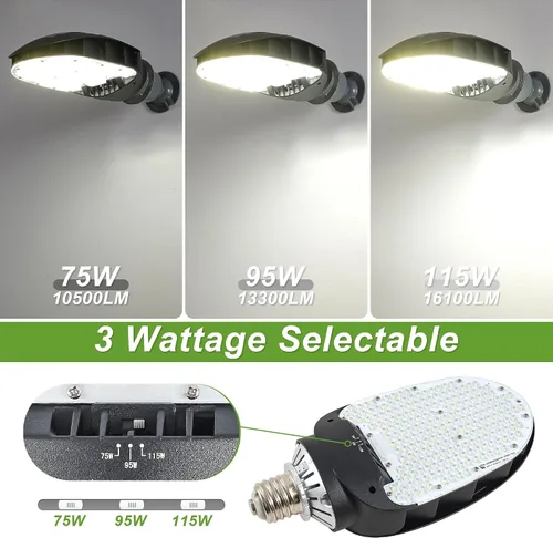 Vista 2 de Bombilla LED de reacondicionamiento de pala, 75 W/95 W/115 W de potencia seleccionable, 16,100 lm 5000 K luz diurna, base Mogul E39, reemplazo