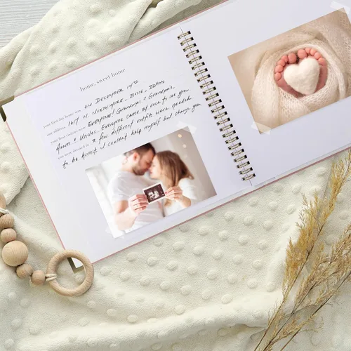 Vista 22 de Libro de recuerdos de bebé para niños y niñas – Libro atemporal para bebés de 5 años – Libro de recortes de diario neutro o álbum de fotos