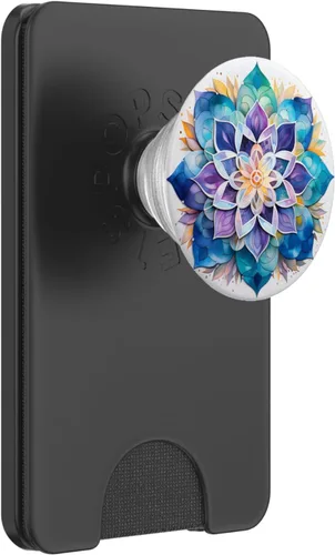 Vista 7 de PopSockets Adhesivo PopGrip Colorido Mandala Púrpura Azul Acuarela Diseño PopSockets