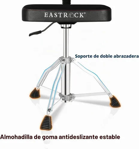 Vista 7 de EASTROCK Trono de tambor con respaldo, asiento de tambor giratorio, altura ajustable, resistente, estilo cuadrado, taburetes de tambor con respaldo